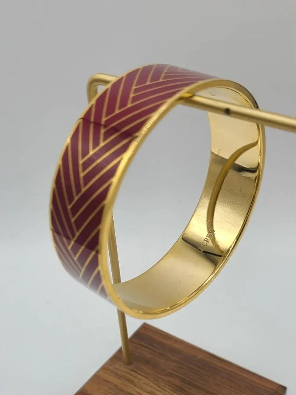 J Crew Red Gold Enamel Gold Tone Bangle Bracelet